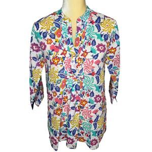 Roberta Roller Rabbit Floral Tunic Top Lightweight Cotton Size Small